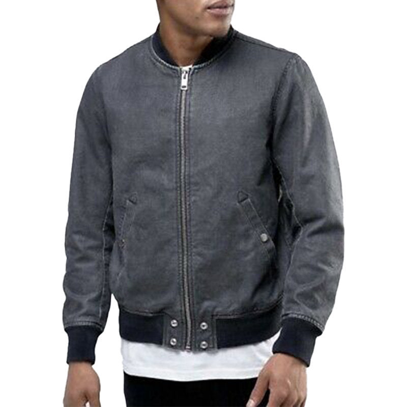 DIESEL J HOLZ 0CAOK Mens Denim Bomber Jacket Casual Vintage Slim Fit Coat