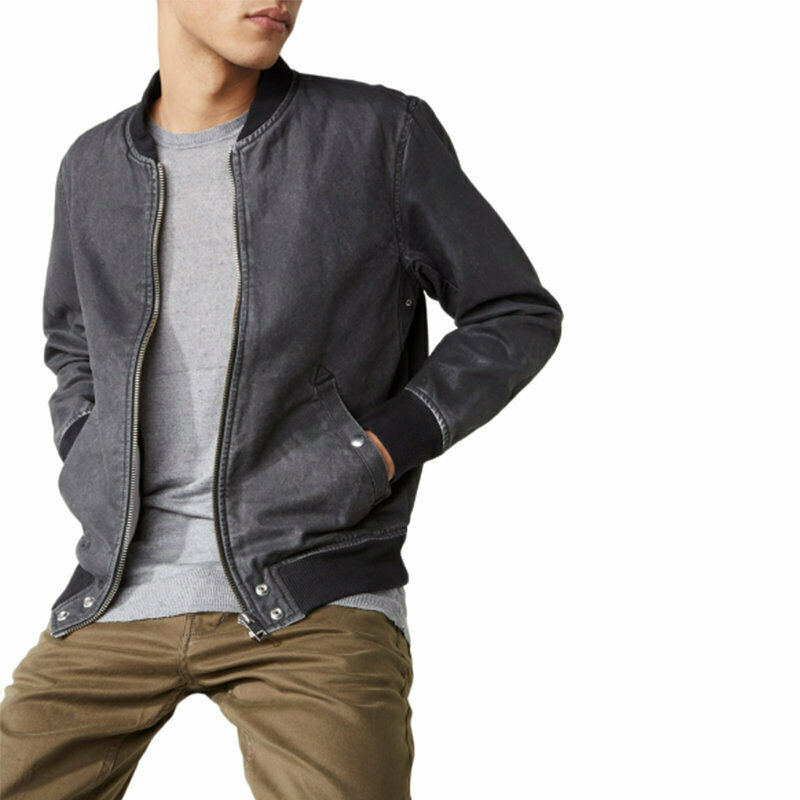 DIESEL J HOLZ 0CAOK Mens Denim Bomber Jacket Casual Vintage Slim Fit Coat