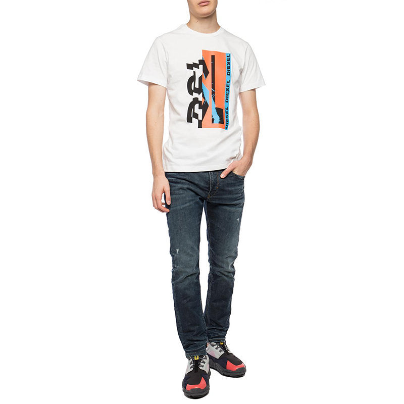 DIESEL THOMMER 087AI Mens Denim Sweat Jogg Jeans Slim Fit Tapered Pant Blue