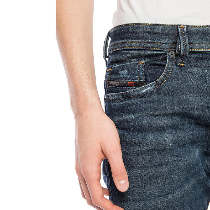 DIESEL THOMMER 087AI Mens Denim Sweat Jogg Jeans Slim Fit Tapered Pant Blue