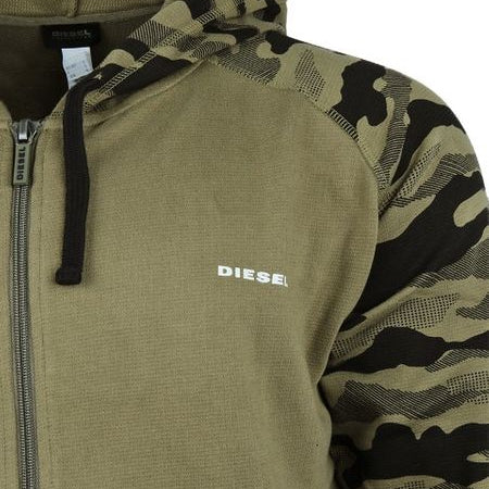DIESEL BRIANZ Mens Zipped Hoodie Camoufludge Hooded Casual Sweatshirts Tops