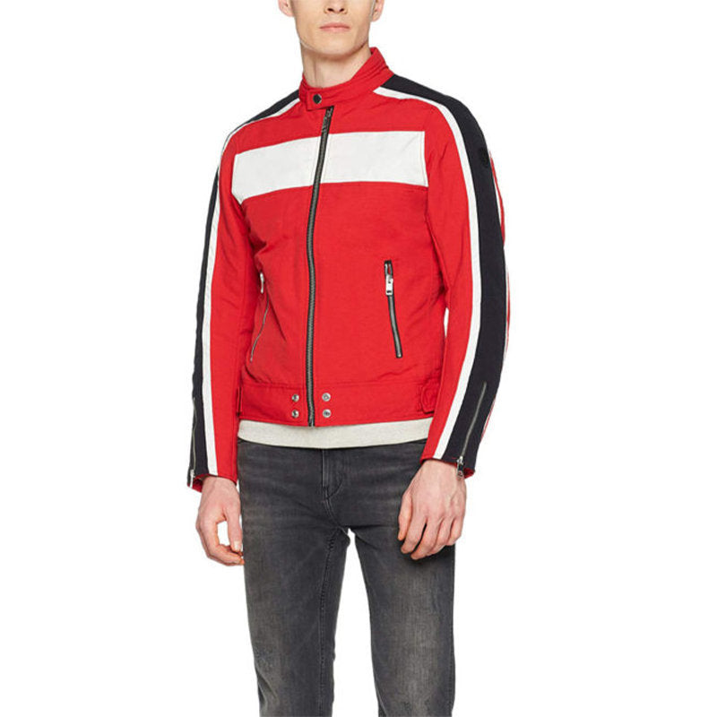 DIESEL J STREET Mens Biker Jackets Slim Summer Outwear Bomber Casual Coat Red