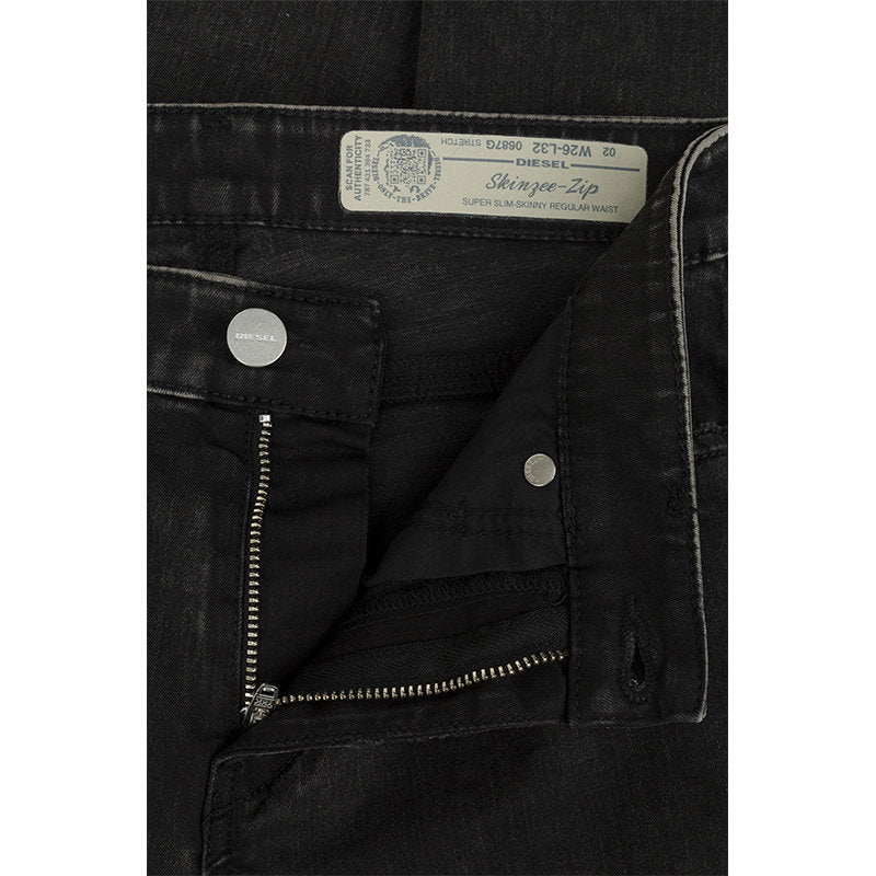 DIESEL SKINZEE ZIP 0687G Womens Jeans Super Slim Skinny Regular Waist Fit Pants