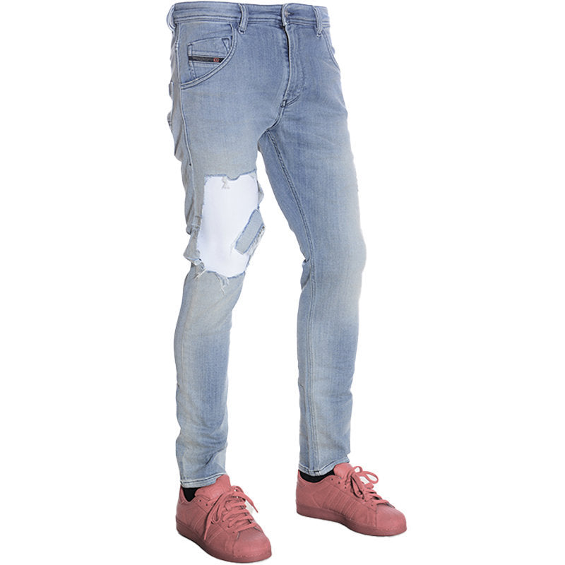 DIESEL KROOLEY T 087AB Mens Denim Sweat Pants Jogg Jeans Stretch Slim Fit Carrot