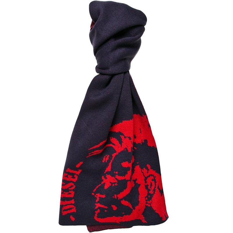 DIESEL K-DUBOO Mens Scarf Winter Shawl Wrap Casual Gents Scarves Muffler Navy