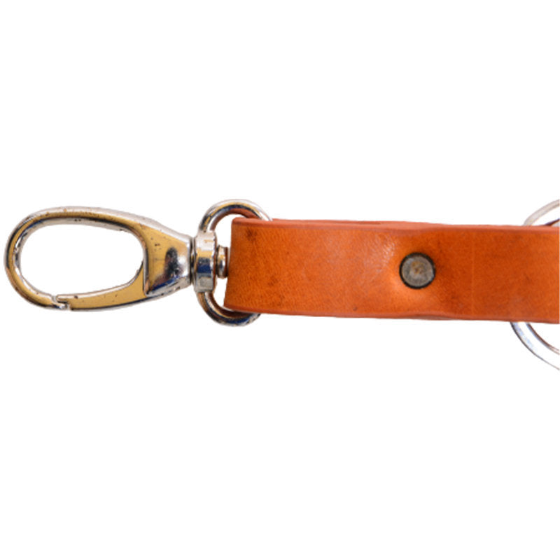 DIESEL ASEON Mens Keyring Genuine Cow Leather Metal Holder Brown Key Holder