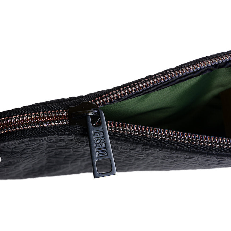 DIESEL CROCK MOOD Mens I-Pad Carry Case Synthetic Zipper Casual Mini Bag Black