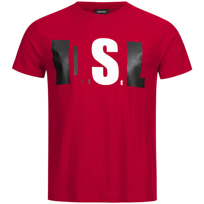 DIESEL T JOE QB Mens T Shirt Slim Fit Crew Neck Printed Casual Summer Cotton Tee