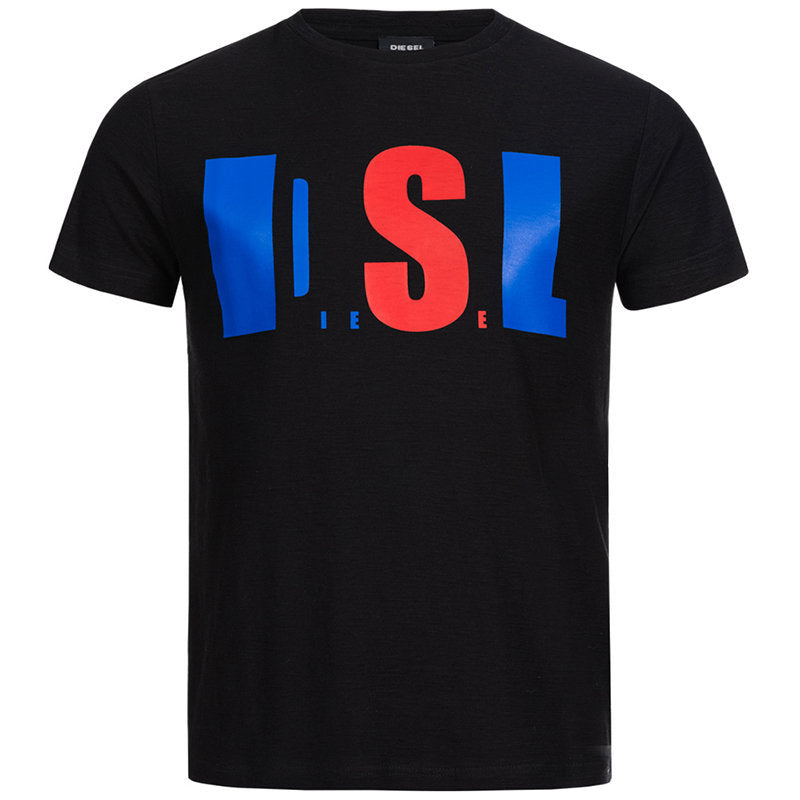 DIESEL T JOE QB Mens T Shirt Slim Fit Crew Neck Printed Casual Summer Cotton Tee