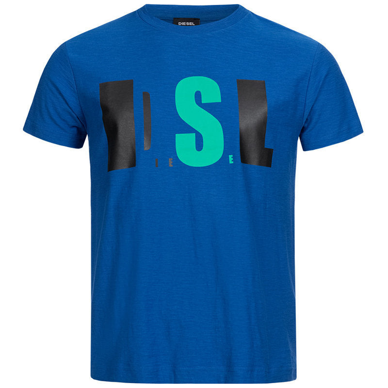 DIESEL T JOE QB Mens T Shirt Slim Fit Crew Neck Printed Casual Summer Cotton Tee