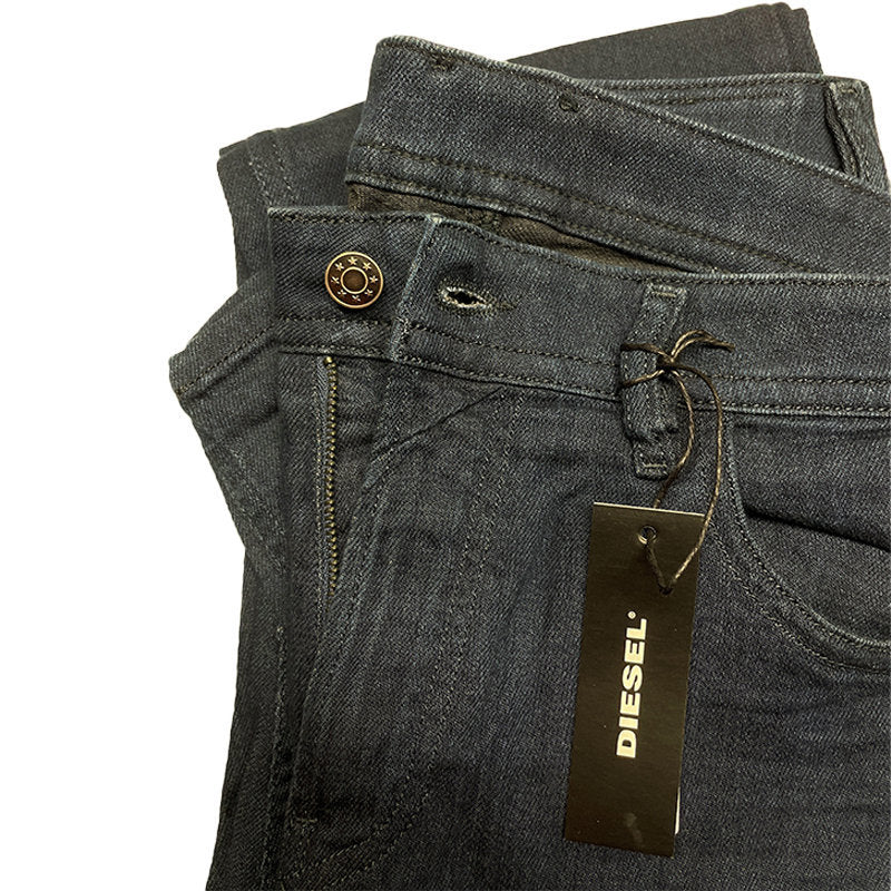 DIESEL THOMMER 085AQ Mens Jeans Stretchy Regular Slim Fit Denim Pants Dark Blue