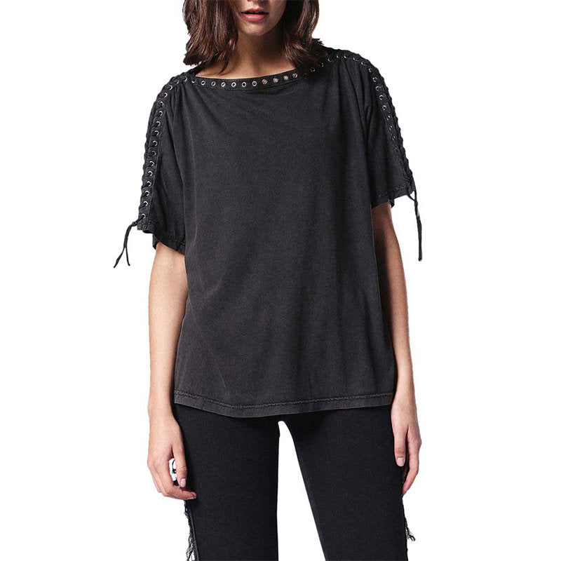 DIESEL T LEOX A Womens T Shirt Large Neck Short Sleeves Relax Fit Casual Tops