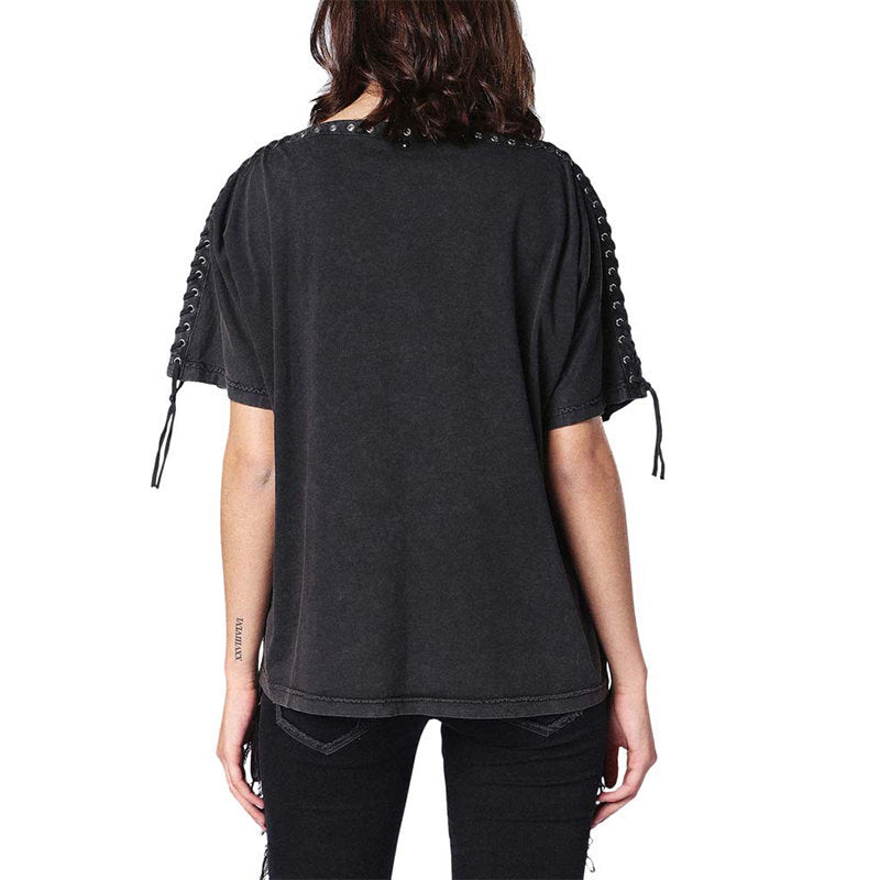 DIESEL T LEOX A Womens T Shirt Large Neck Short Sleeves Relax Fit Casual Tops