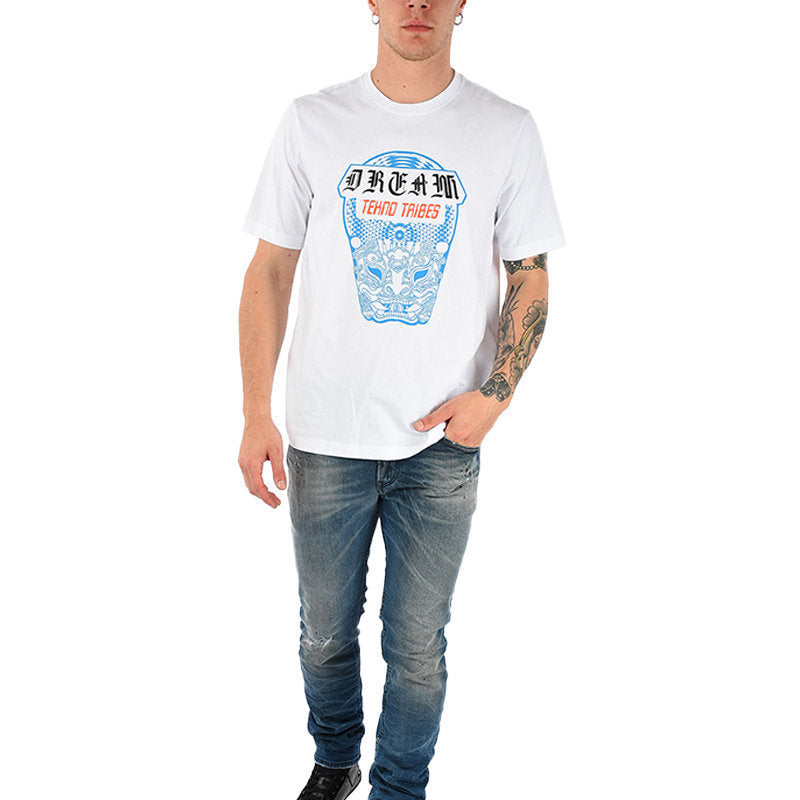 DIESEL T JUST WN Mens Printed T Shirts Crew Neck Short Sleeve Summer Cotton Tee