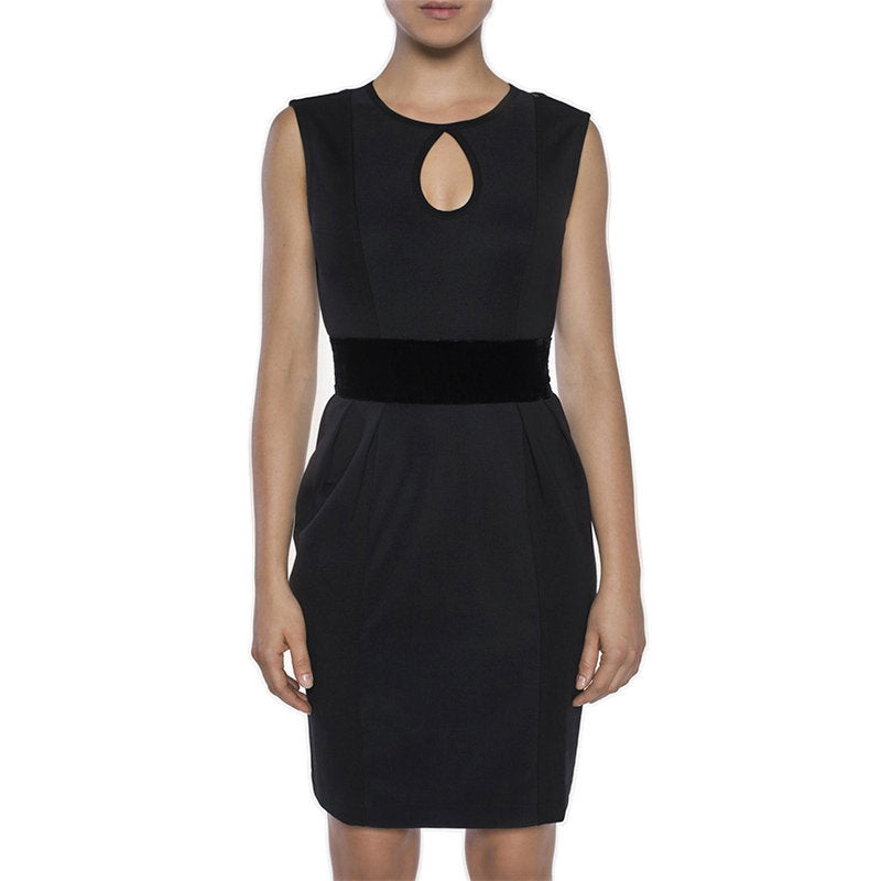 DIESEL D KELSEY Womens Dress Round Neck Sleeveless Short Top Party Velvet Black