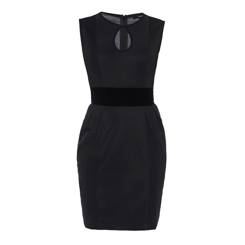 DIESEL D KELSEY Womens Dress Round Neck Sleeveless Short Top Party Velvet Black