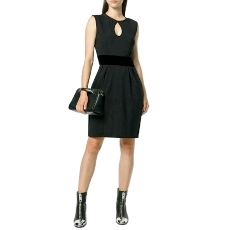 DIESEL D KELSEY Womens Dress Round Neck Sleeveless Short Top Party Velvet Black