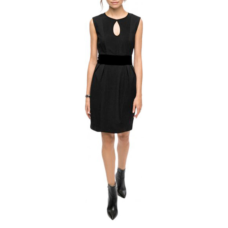 DIESEL D KELSEY Womens Dress Round Neck Sleeveless Short Top Party Velvet Black