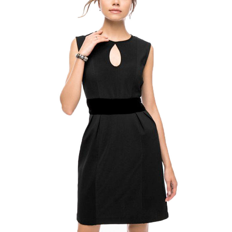 DIESEL D KELSEY Womens Dress Round Neck Sleeveless Short Top Party Velvet Black