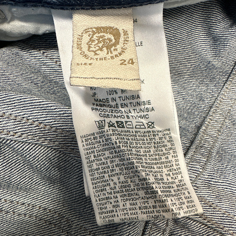 DIESEL WIDEE 085AG Womens Jeans Straight Ladies Distress Faded Denim Pants Blue