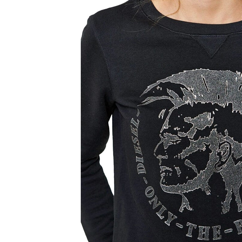 DIESEL F RADI T Felpa Womens Sweatshirts Crew Neck Black Pullover Winter Sweater