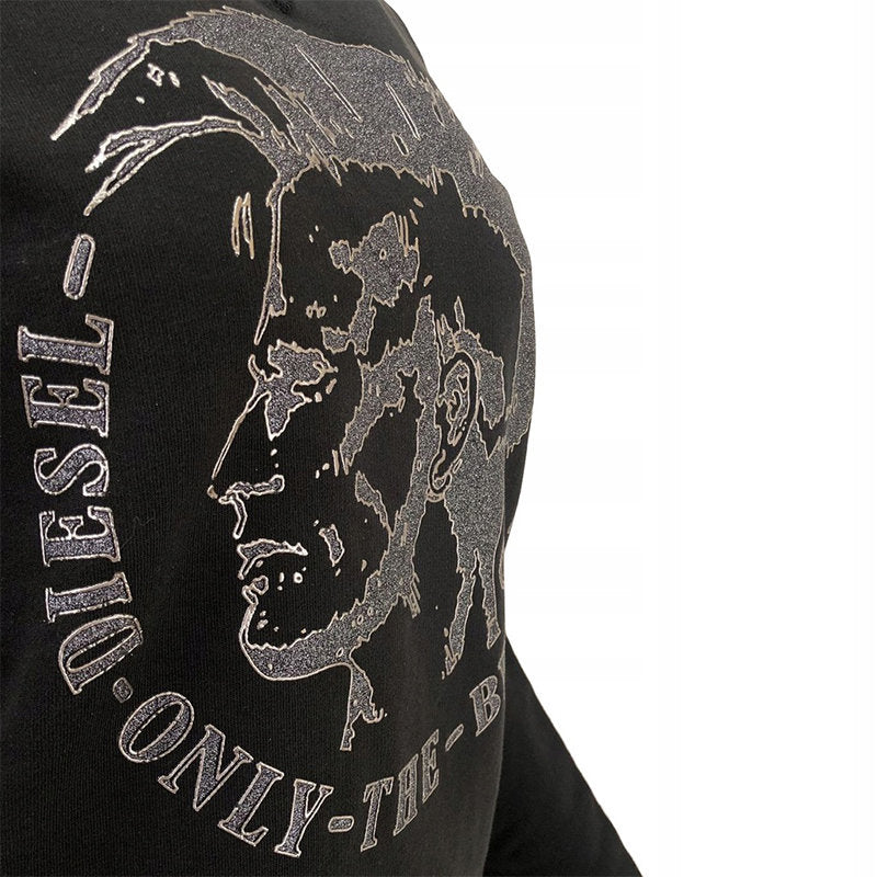 DIESEL F RADI T Felpa Womens Sweatshirts Crew Neck Black Pullover Winter Sweater