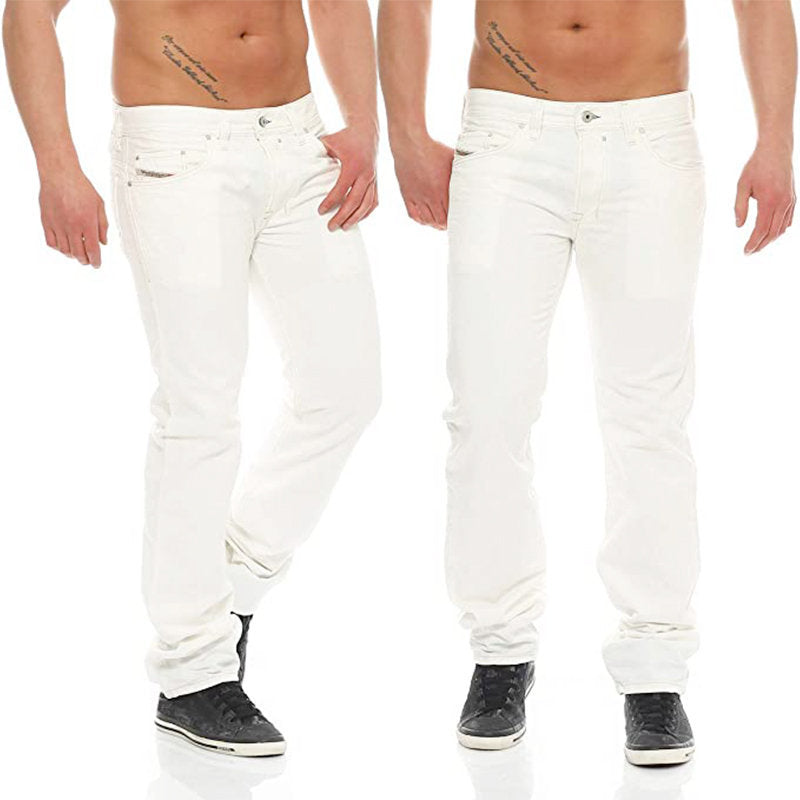 DIESEL SAFADO 0811G Mens Denim Jeans Slim Fit Straight Leg Casual Trousers White