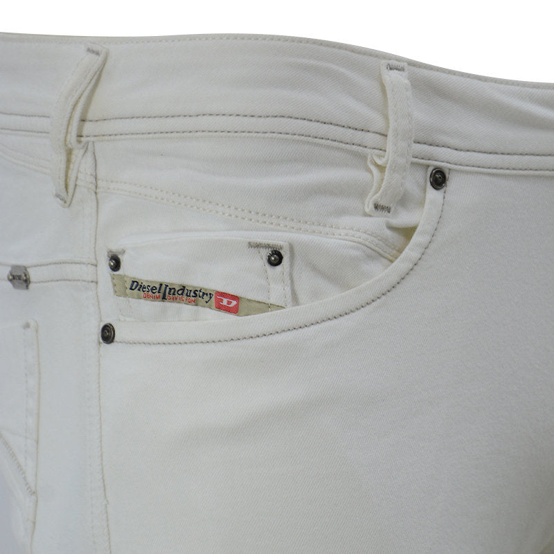 DIESEL IAKOP 008L1 Mens Denim Jeans Stretch Regular Slim Fit White Casual Pants