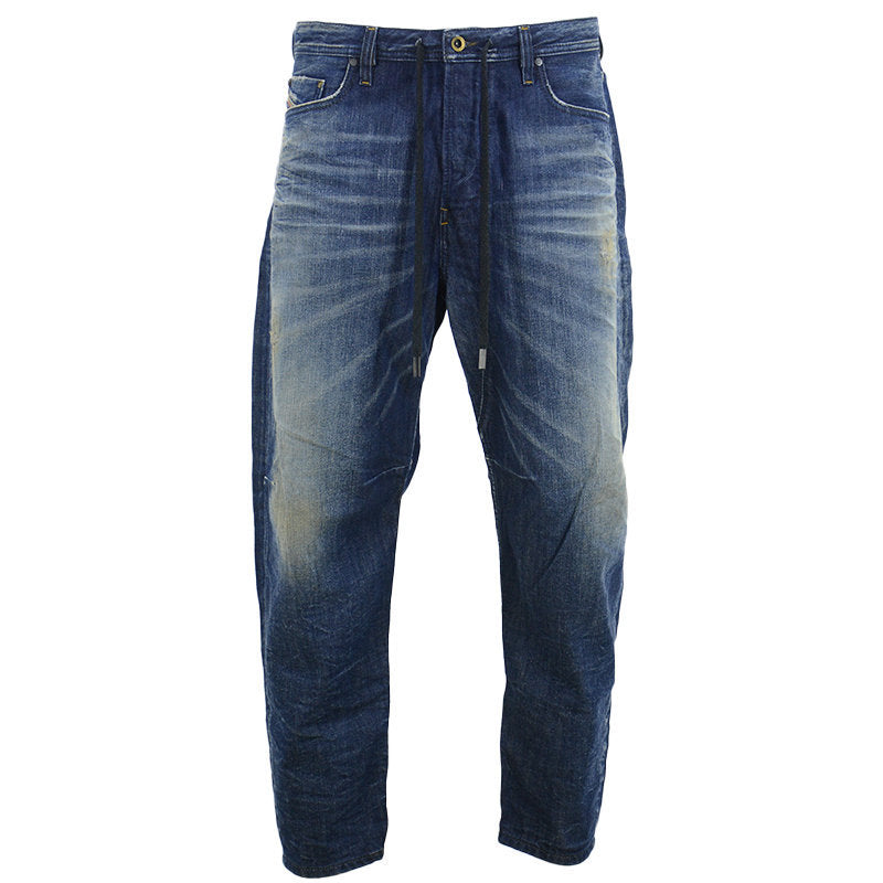 DIESEL TRUCKTER 0837A Mens Jeans Relaxed Fit Carrot Leg Casual Blue Denim Pants