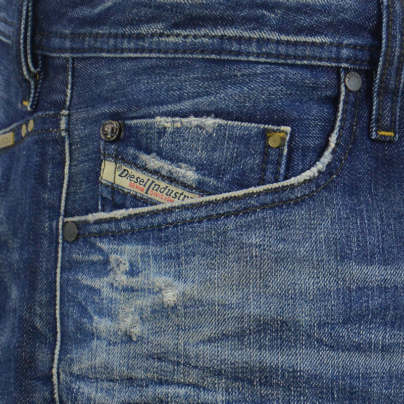 DIESEL TRUCKTER 0837A Mens Jeans Relaxed Fit Carrot Leg Casual Blue Denim Pants