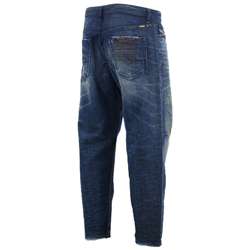 DIESEL TRUCKTER 0837A Mens Jeans Relaxed Fit Carrot Leg Casual Blue Denim Pants