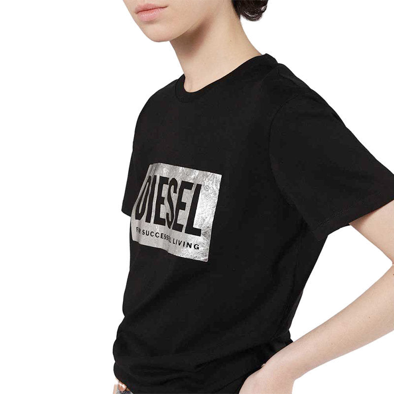DIESEL T FOIL Womens T Shirts Crew Neck Short Sleeve Casual Black Summer Tee NEW
