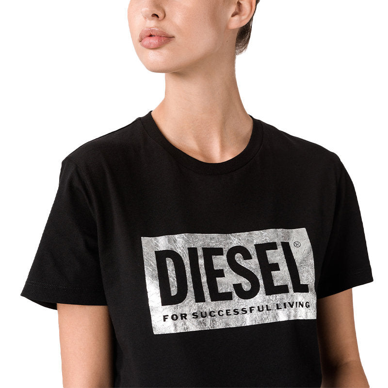 DIESEL T FOIL Womens T Shirts Crew Neck Short Sleeve Casual Black Summer Tee NEW