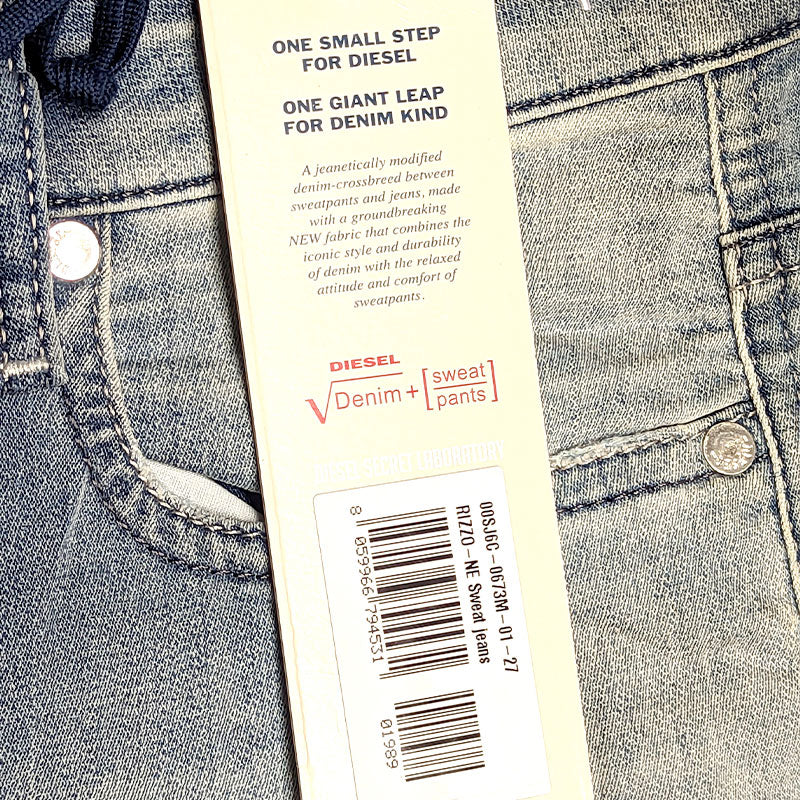 DIESEL RIZZO NE 0673M Womens Denim Jeans Tapered Leg Stretch Sweat Jogg Pants