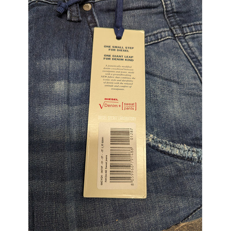 DIESEL FAYZA-NE 0672F Womens Denim Jogg Jeans Blue Tapered Leg Stretch Pants NEW