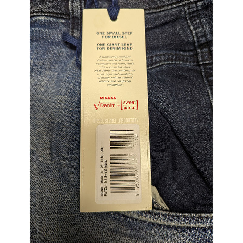 DIESEL FAYZA-NE 0667A Womens Denim Jogg Jeans Tapered Leg Blue Fade Stretch Pant