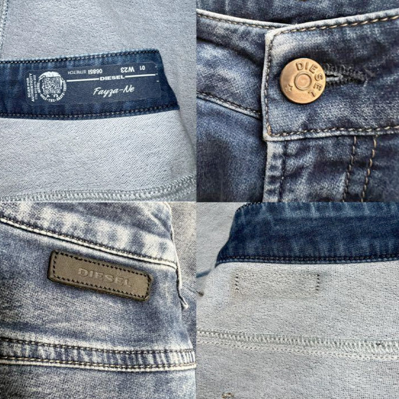 DIESEL FAYZA-NE 0685I Womens Denim Jeans Distressed Tapered Leg Blue Jogg Pants