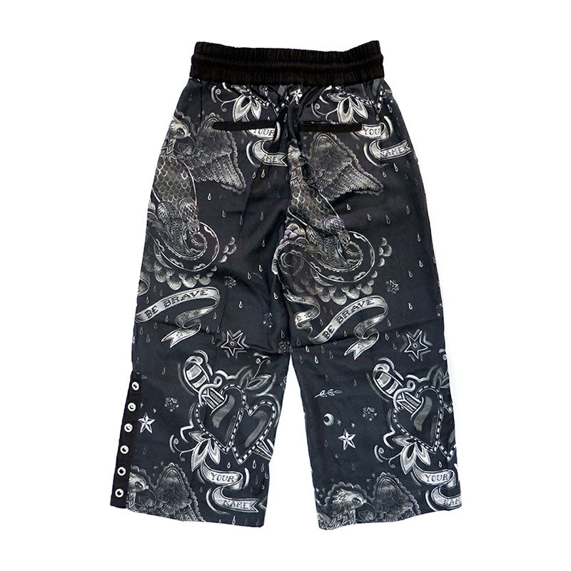 DIESEL P BALLIS 0AARA Womens Trousers Black Printed Cropped Wide Leg Pant XS M