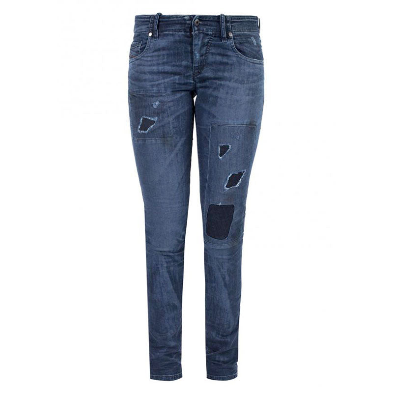 DIESEL GRUPEE NE 0675Z Womens Denim Jeans Stretchy Slim Fit Blue Sweat Jogg Pant