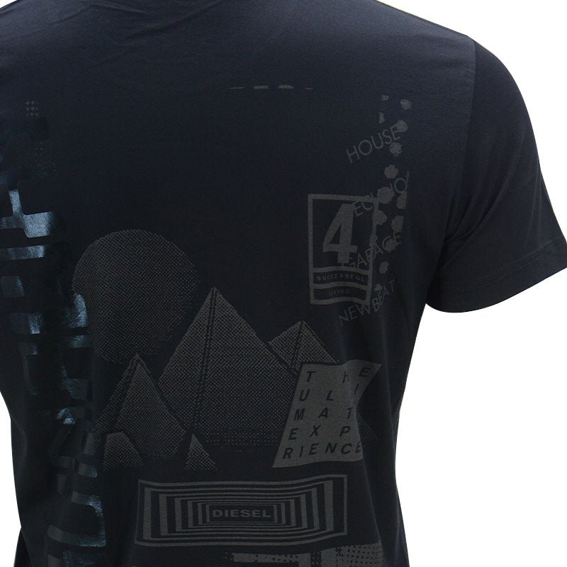 DIESEL T JUST ZD 900 Mens Printed T Shirts Crew Neck Casual Summer Black Tee New