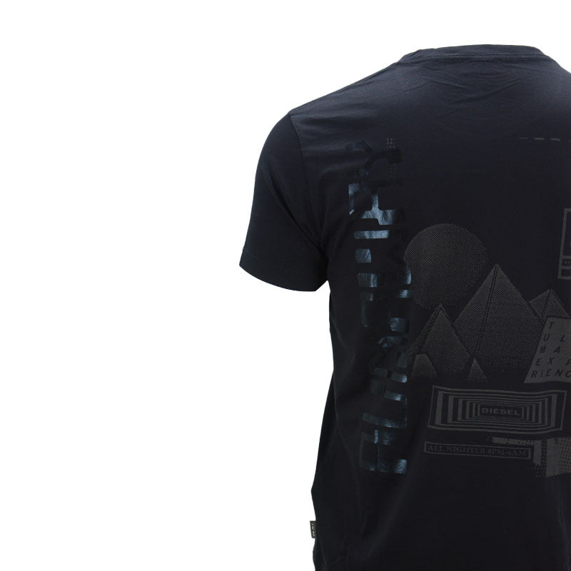 DIESEL T JUST ZD 900 Mens Printed T Shirts Crew Neck Casual Summer Black Tee New