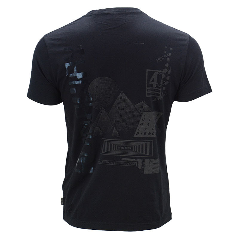 DIESEL T JUST ZD 900 Mens Printed T Shirts Crew Neck Casual Summer Black Tee New