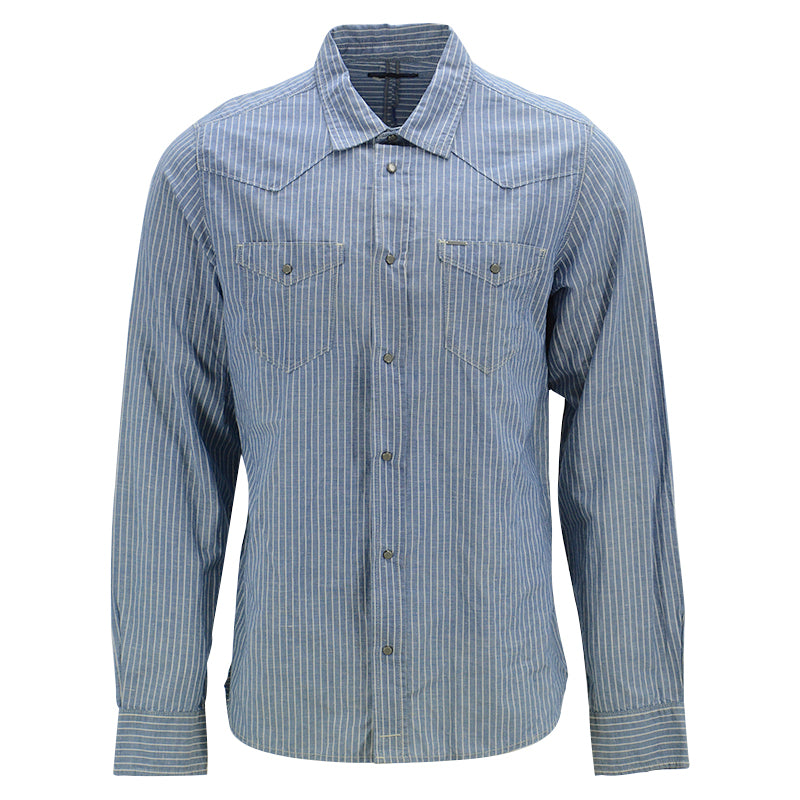 DIESEL D BROOME Mens Long Sleeve Shirts Button Collar Tops Casual Striped Shirts