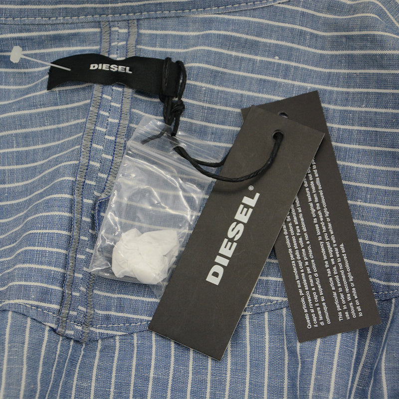 DIESEL D BROOME Mens Long Sleeve Shirts Button Collar Tops Casual Striped Shirts