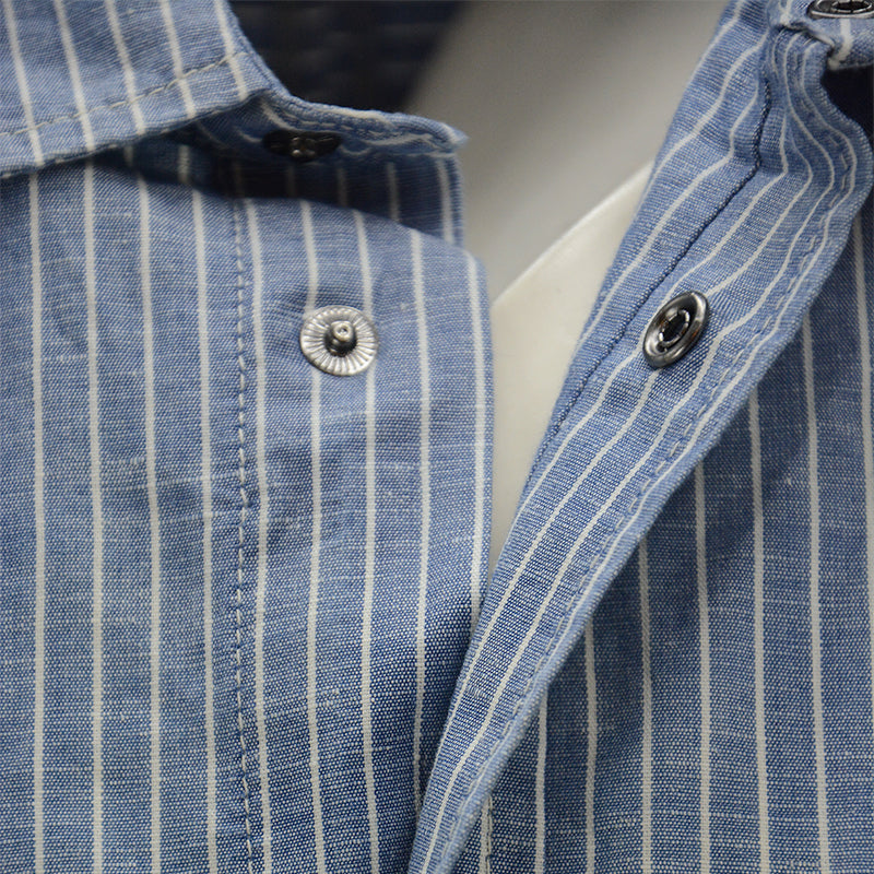 DIESEL D BROOME Mens Long Sleeve Shirts Button Collar Tops Casual Striped Shirts