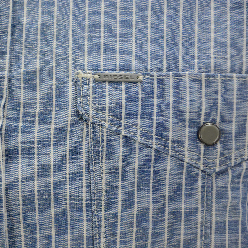 DIESEL D BROOME Mens Long Sleeve Shirts Button Collar Tops Casual Striped Shirts