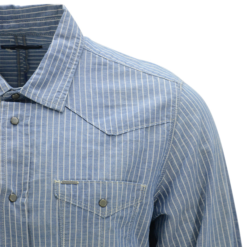 DIESEL D BROOME Mens Long Sleeve Shirts Button Collar Tops Casual Striped Shirts