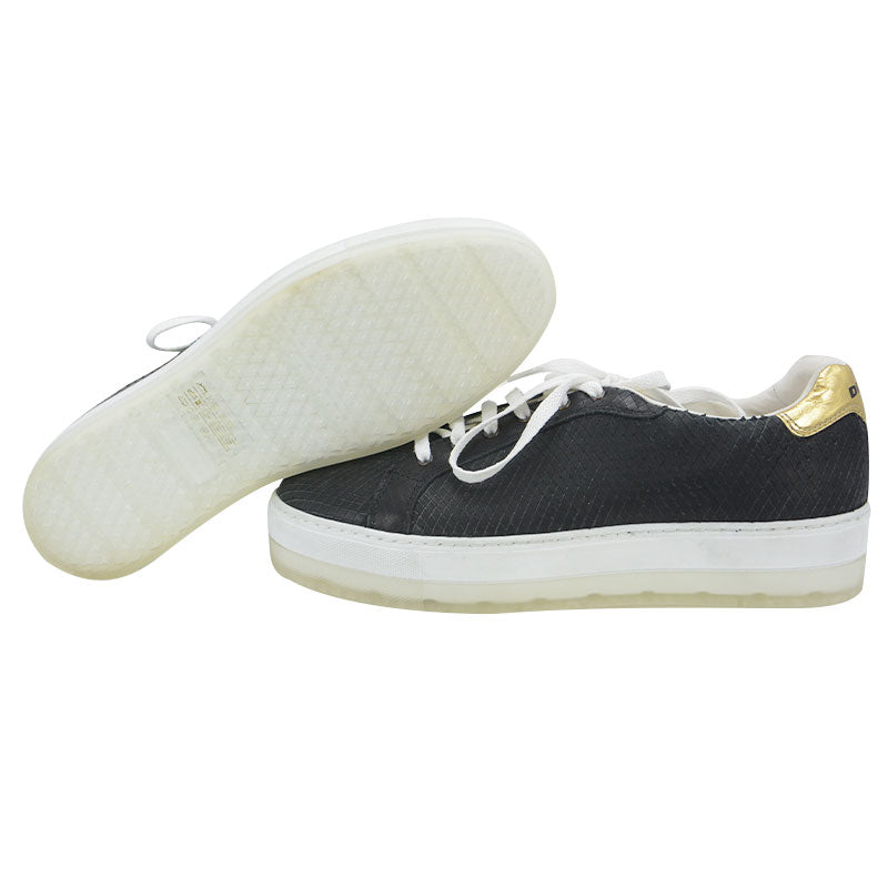 DIESEL Lenglas S Andyes P0815 Womens Leather Trainers Lace Up Black Sneakers NEW