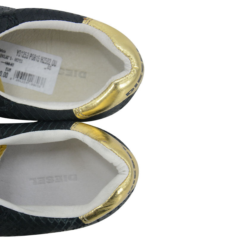 DIESEL Lenglas S Andyes P0815 Womens Leather Trainers Lace Up Black Sneakers NEW