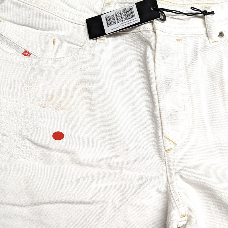 DIESEL BUSTSHORT 0689H Mens Shorts Denim Jeans Distressed Summer Beachwear White